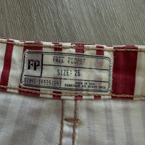 Free People Denim Striped Skirt Red/Cream Size 26 - Picture 4 of 8